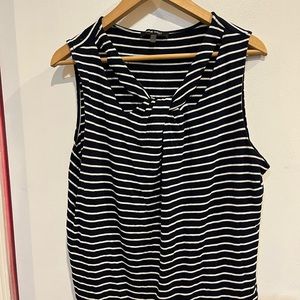 Nine West women’s XL nautical front tie navy blue and white stripes